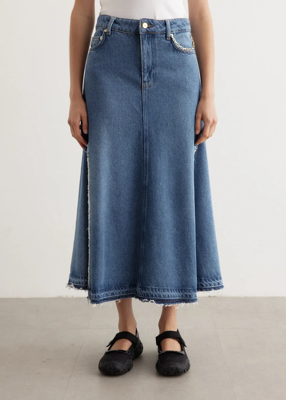 Heavy Denim Midi Skirt