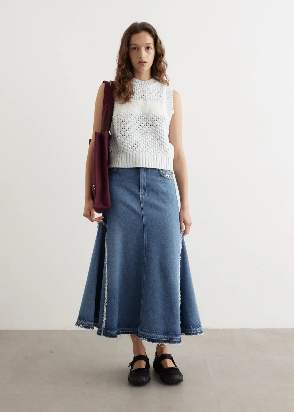 Heavy Denim Midi Skirt