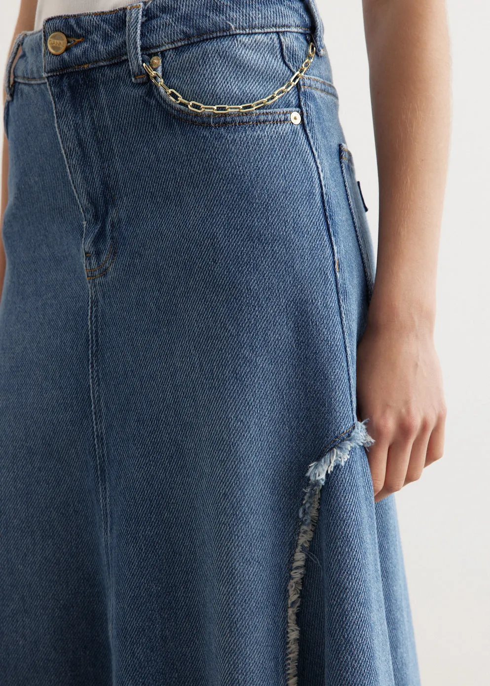 Heavy Denim Midi Skirt