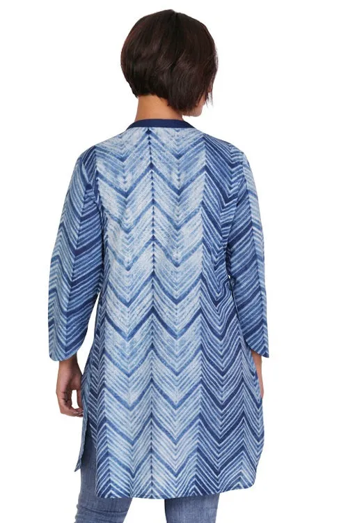 Indigo Zigzag Shibori Cotton Tunic