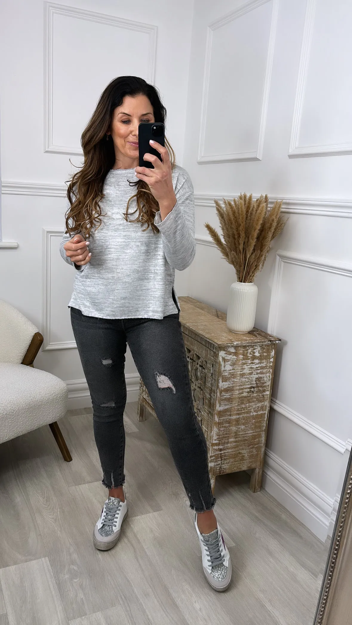 Kira Light Grey Knitted Top