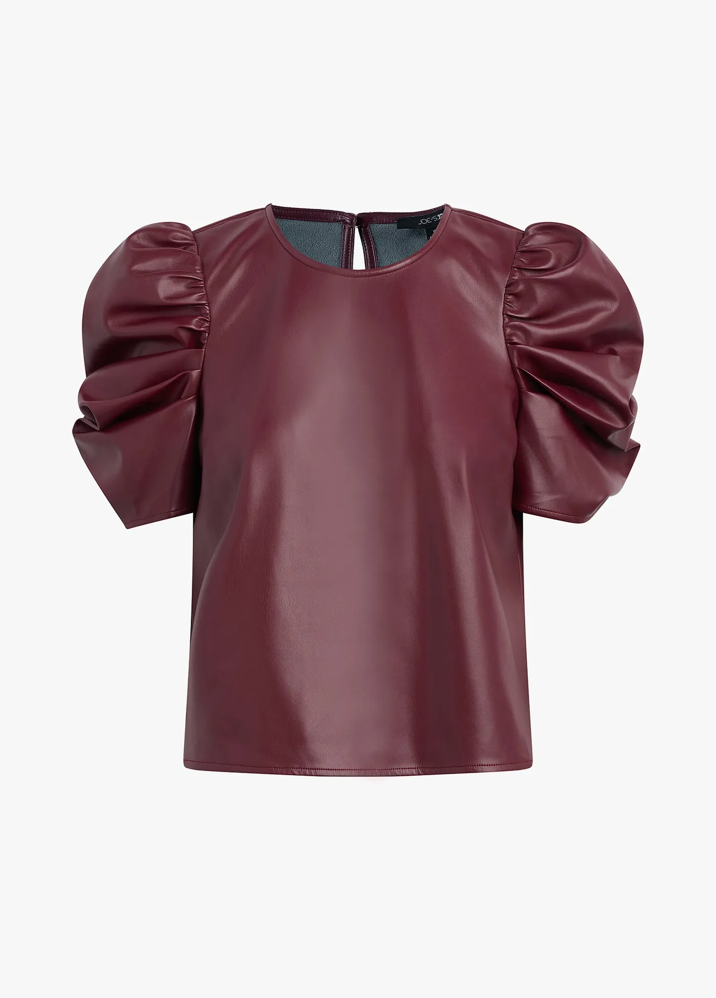 KIRA VEGAN LEATHER PUFF SLEEVE TOP