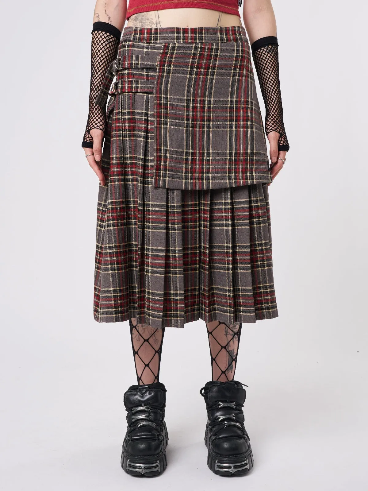 Laurie Pleated Tartan Midi Skirt