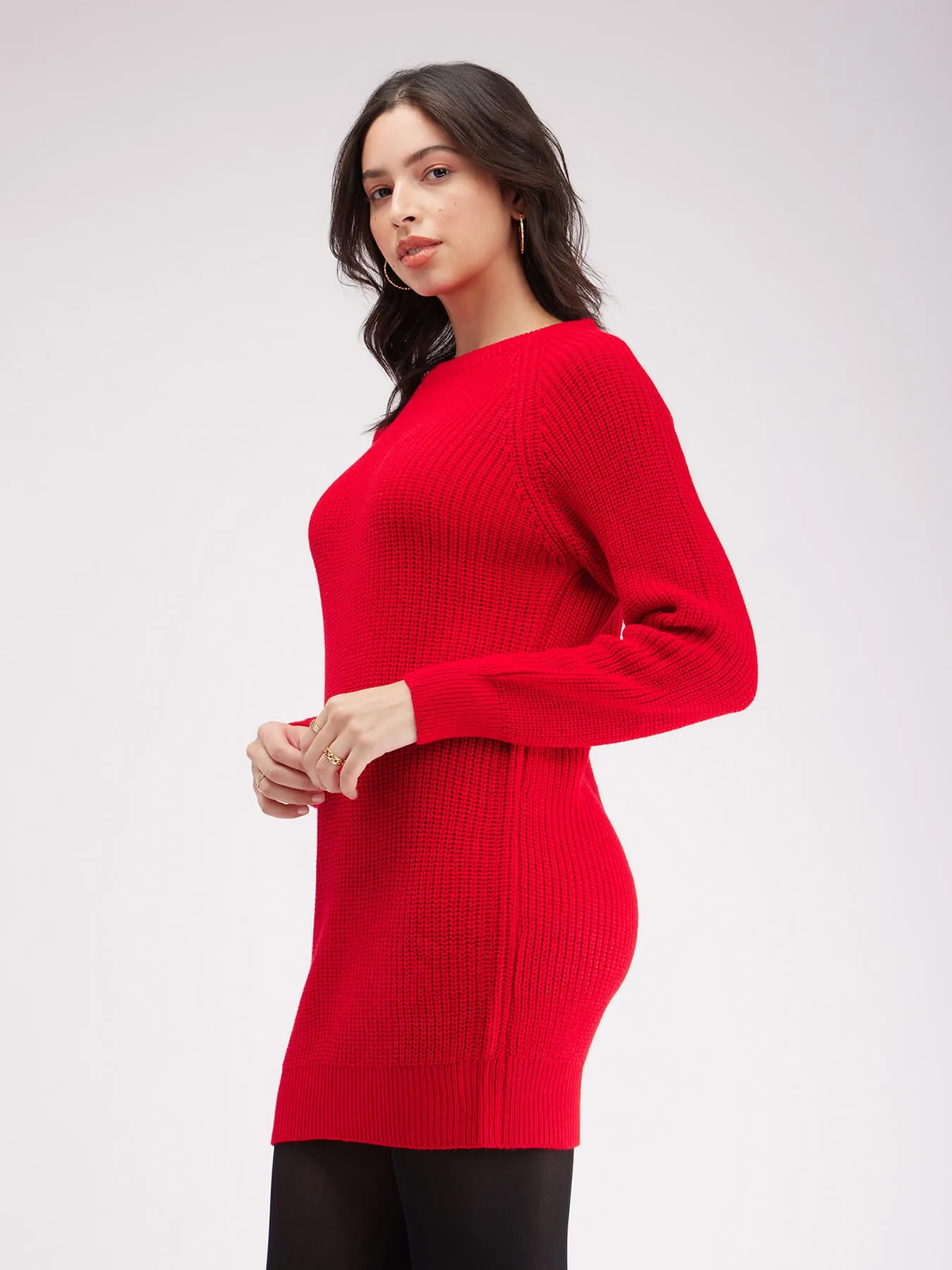 LivSoft Pearl Knit Tunic Sweater - Red