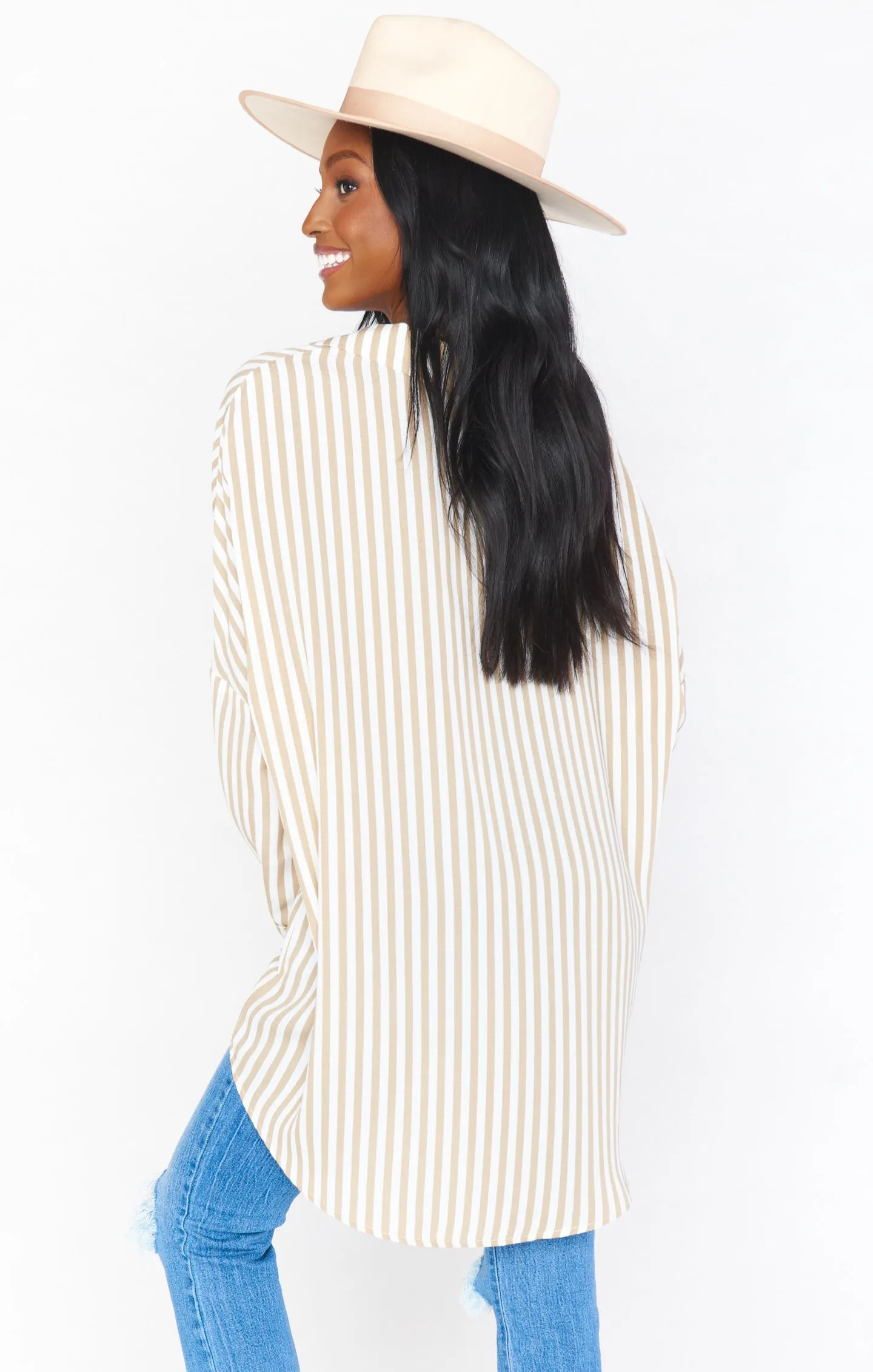 Lorolie Tunic ~ Beige Everyday Stripe