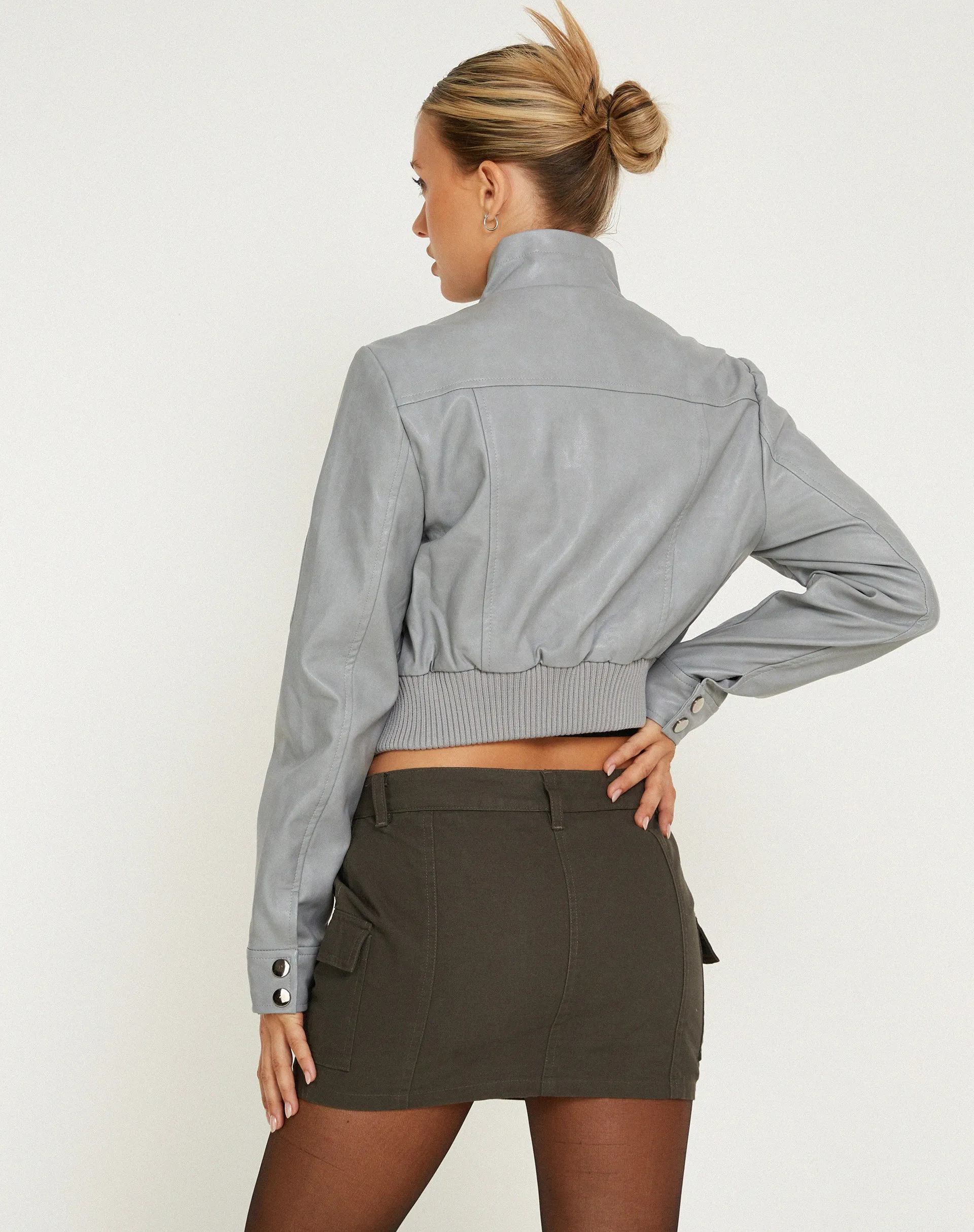 Loviana Jacket in PU Silver Grey