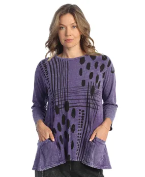 M12-1875 Tunic w/ 2 Pockets - Purple Mix Match