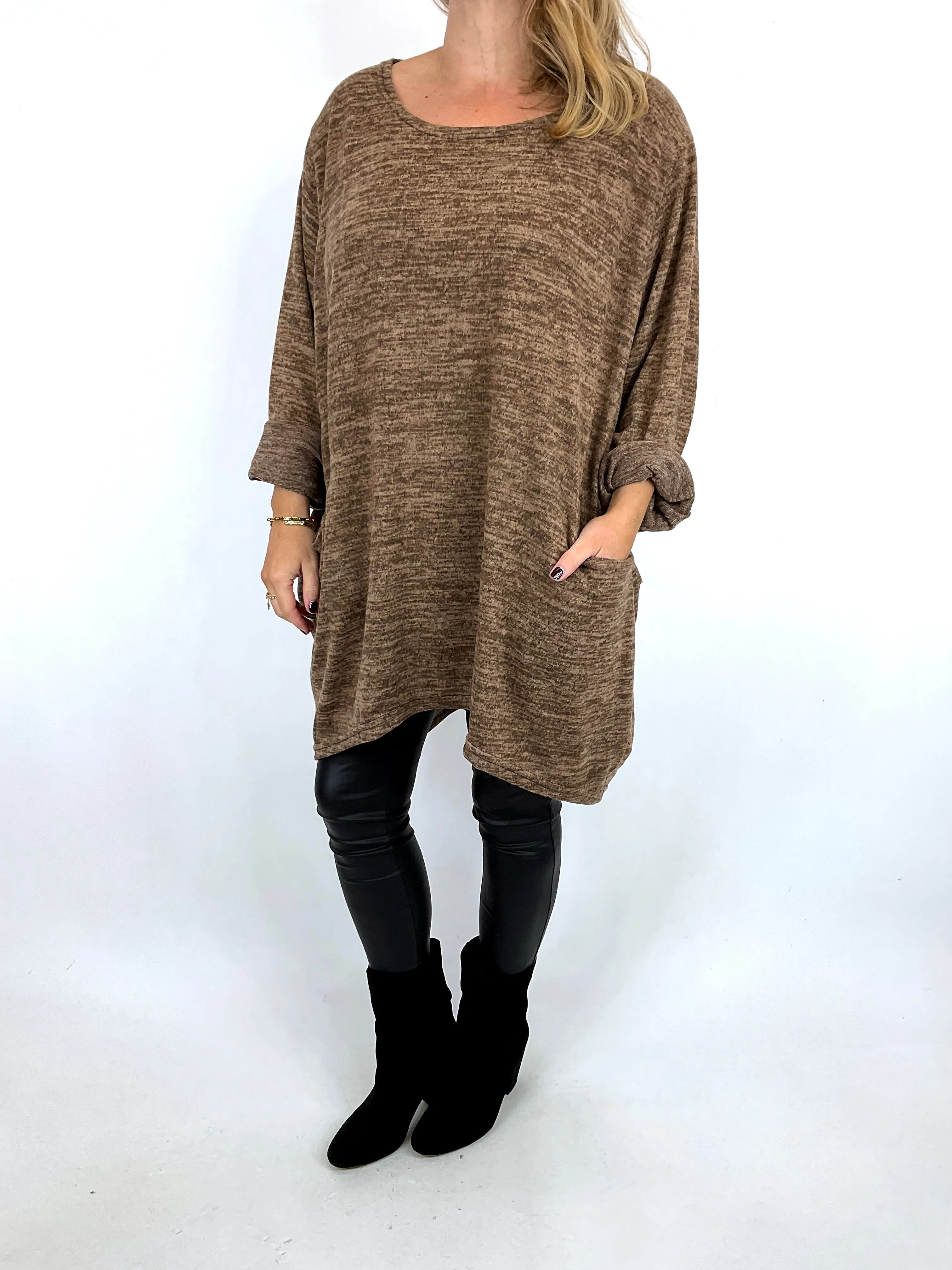 Made in Italy Lagenlook Alps Top in Camel. code 7476