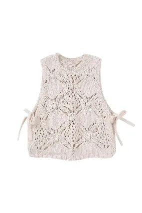 ‘Marina’ Cropped Round Neck Sleeveless Knit Top