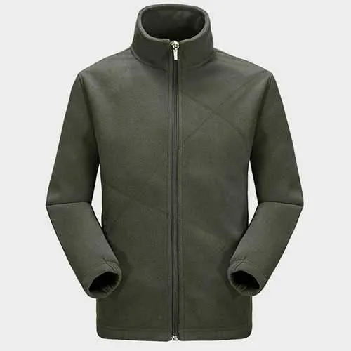 Mens Anti-static Spring Zipper Solid Color Sweater Outdoor Sport Warm Fleece Jacket