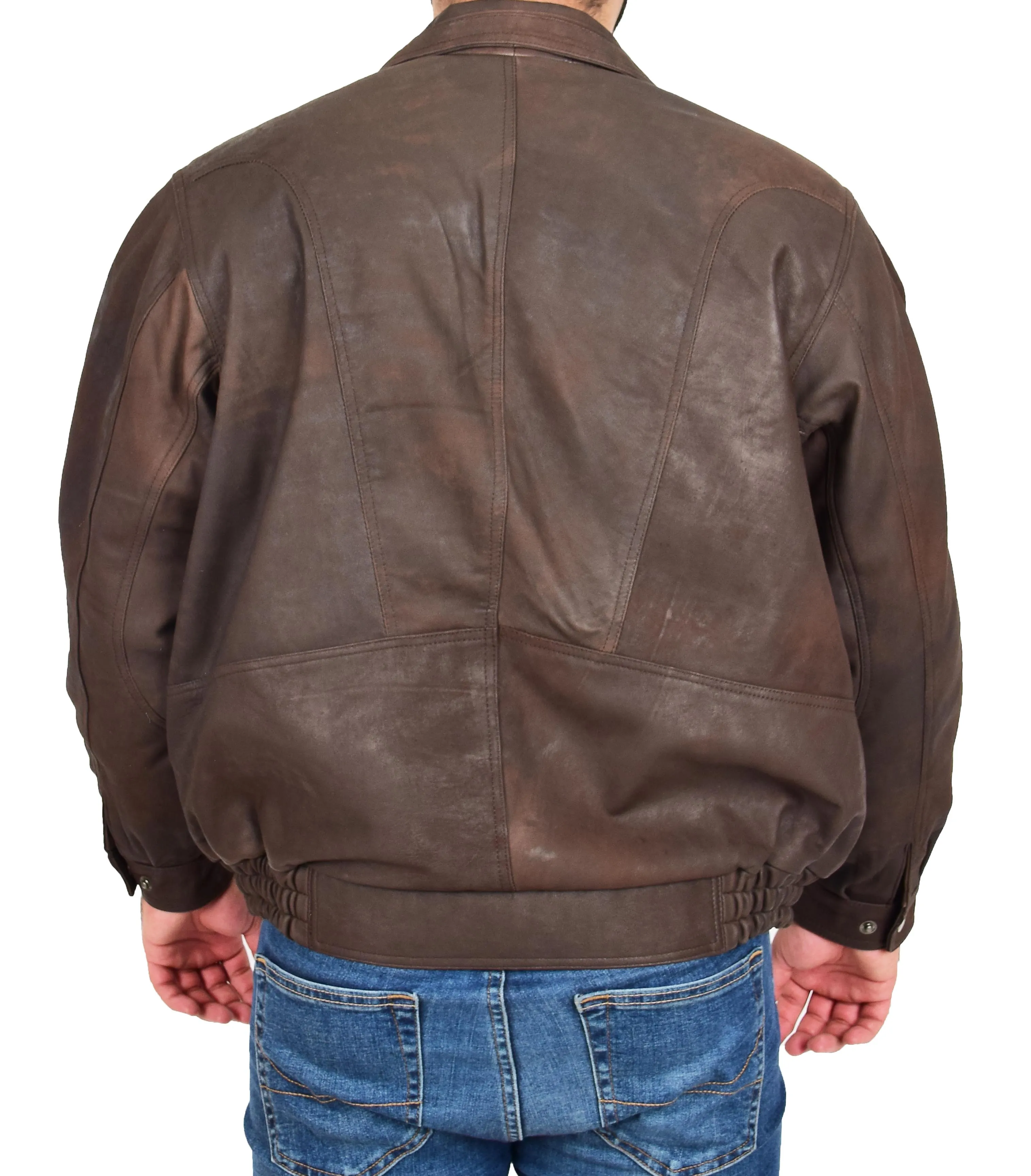 Mens Antique Nubuck Brown Leather Blouson Jacket Classic Bomber Peter