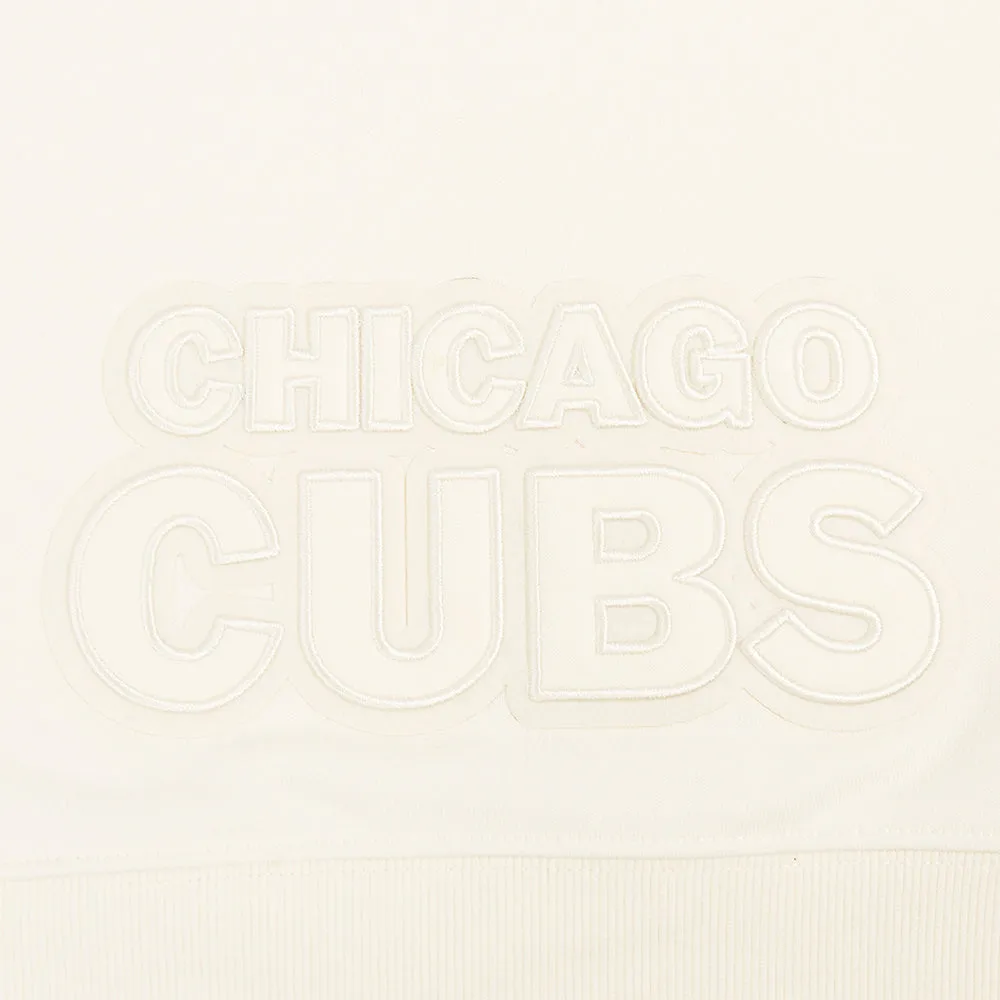 MLB CHICAGO CUBS NEUTRAL WOMEN'S CROPPED PO HOODIE (EGGSHELL)