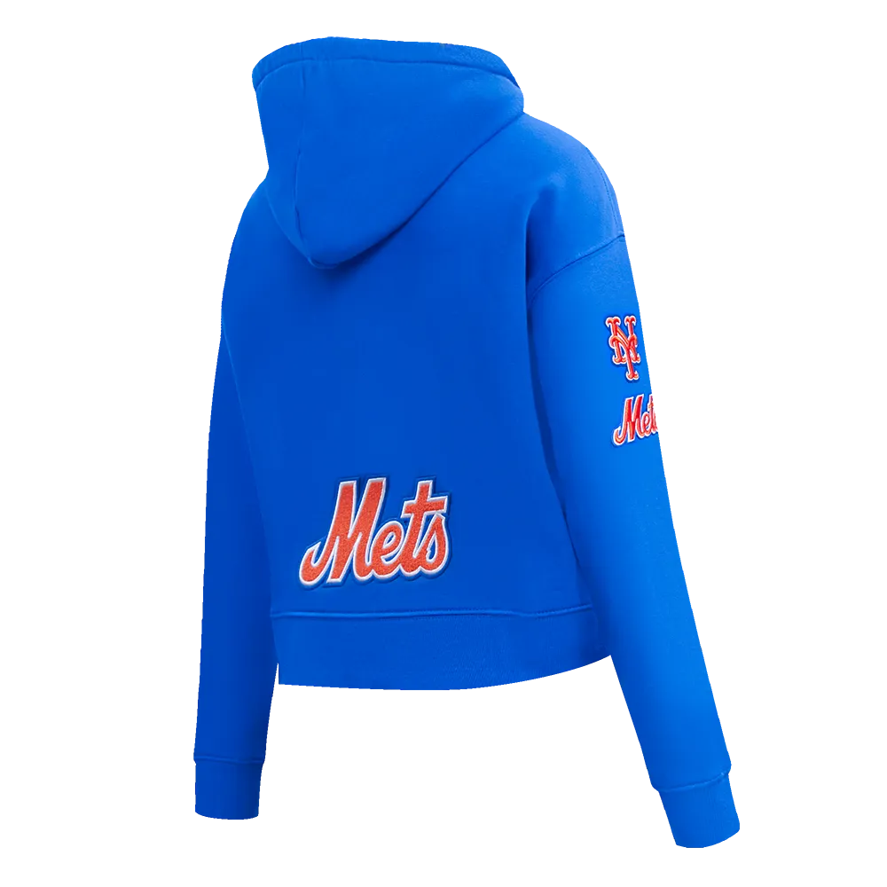 MLB NEW YORK METS CLASSIC WOMEN'S CROPPED PO HOODIE (ROYAL BLUE)