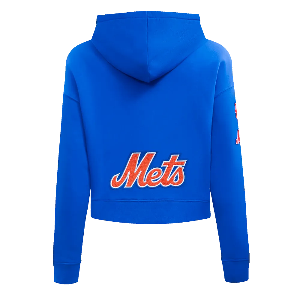 MLB NEW YORK METS CLASSIC WOMEN'S CROPPED PO HOODIE (ROYAL BLUE)