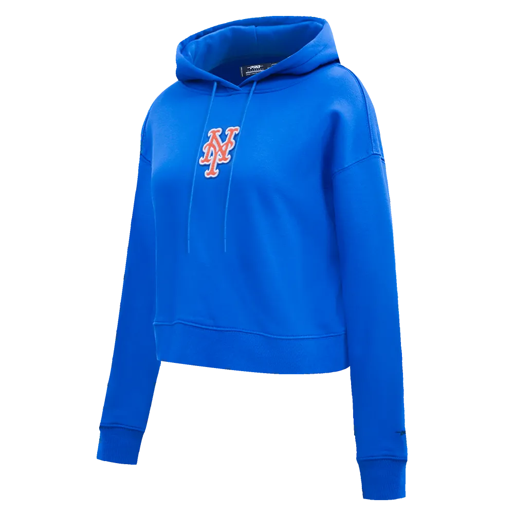 MLB NEW YORK METS CLASSIC WOMEN'S CROPPED PO HOODIE (ROYAL BLUE)