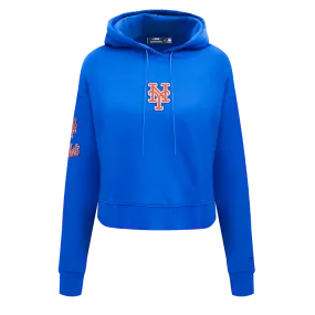 MLB NEW YORK METS CLASSIC WOMEN'S CROPPED PO HOODIE (ROYAL BLUE)