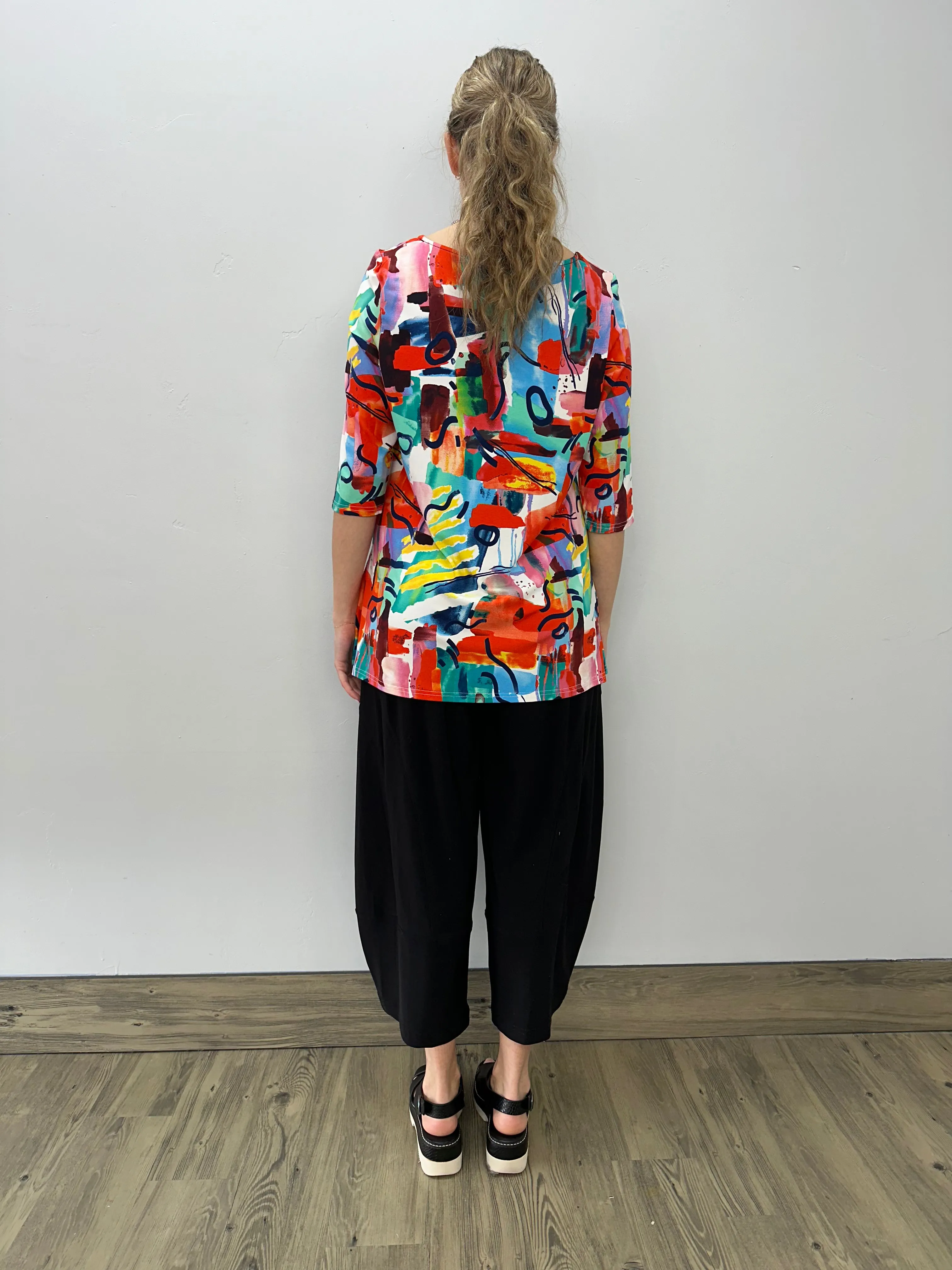 Multi Color Printed Modal 3/4 Sleeve Tunic