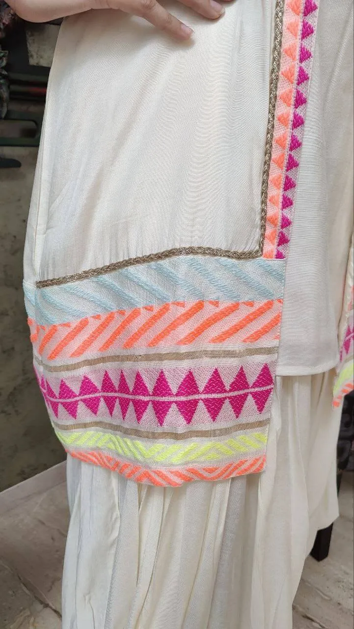 Neon White Dhoti Jacket Set