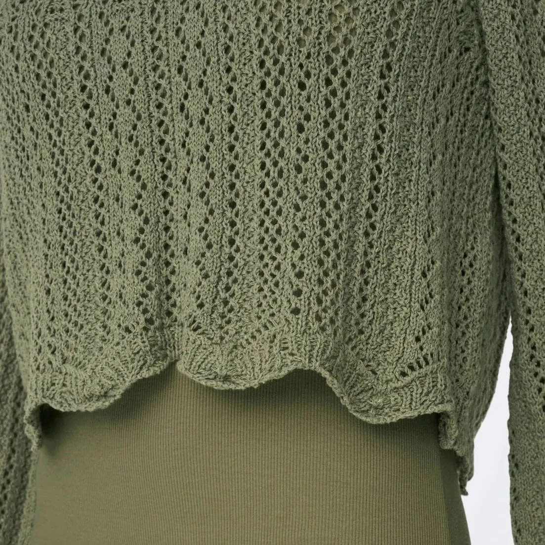 ONLY Onlmargina O-Neck Knitted Pullover with Fringes in Military Olive