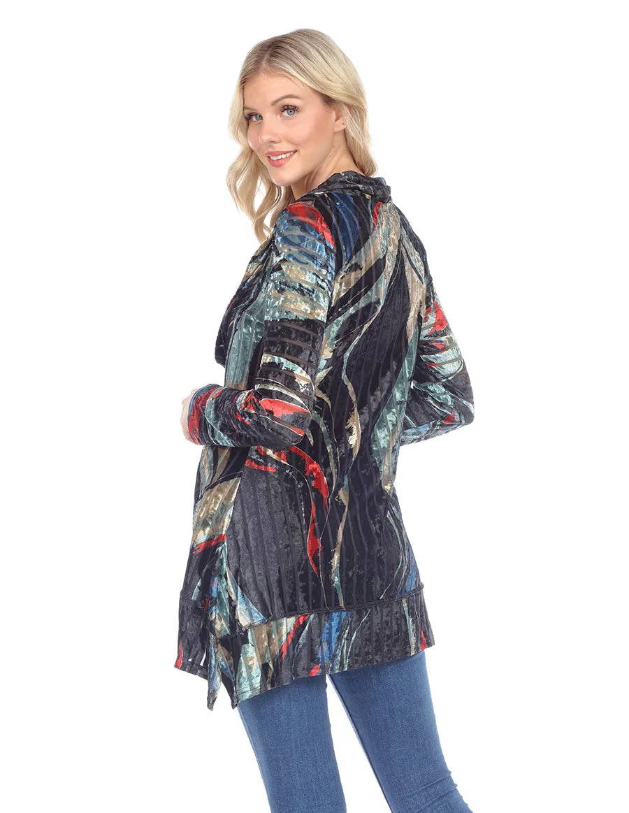 Palila Velvet Abstract Print Cowl Neck Tunic