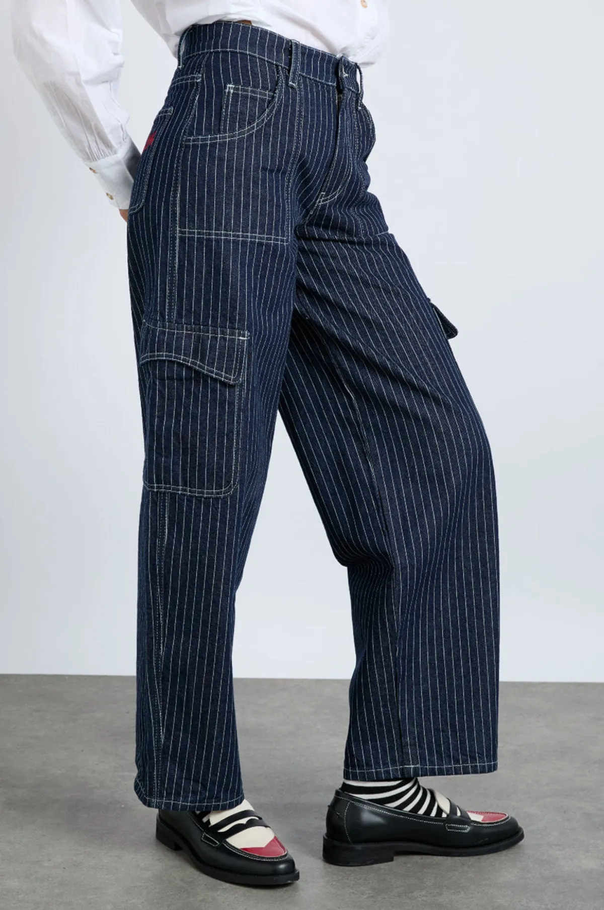 Pinstripe Denim Cargo Blue