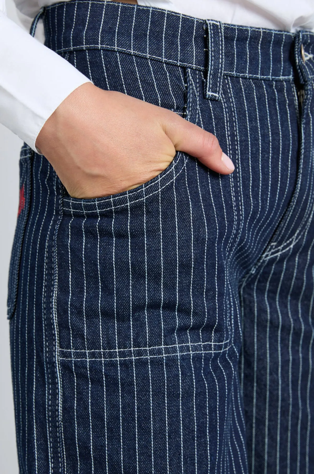 Pinstripe Denim Cargo Blue