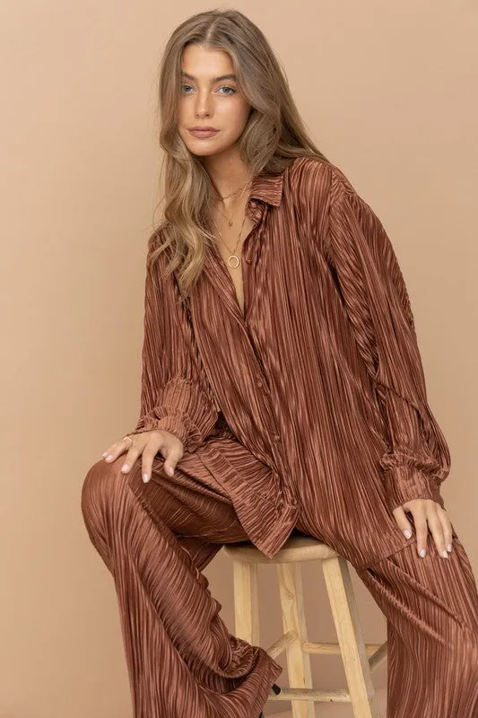 Pita Pleated Blouse Pants Set