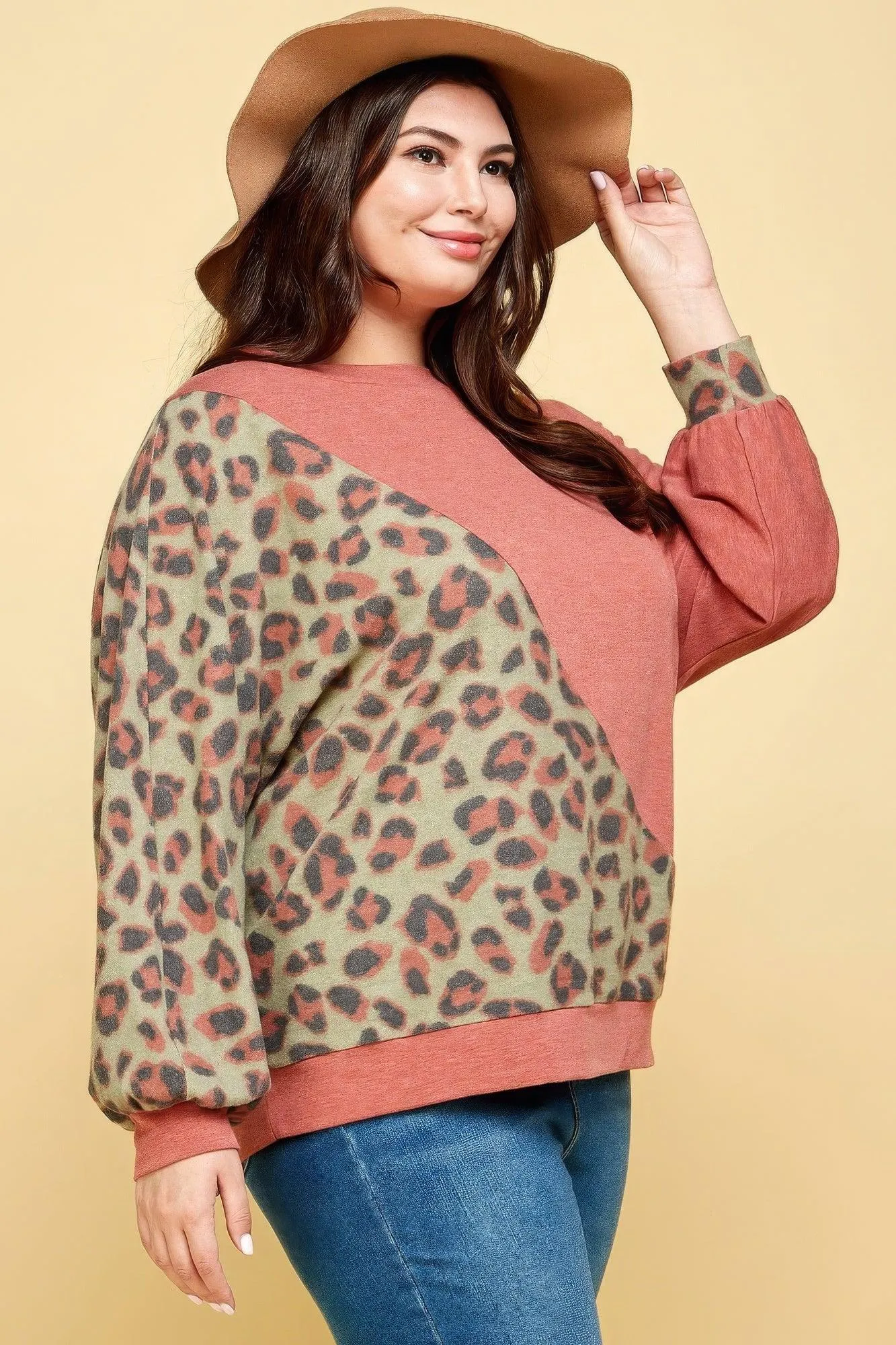 Plus Animal French Terry Brush Pullover Top