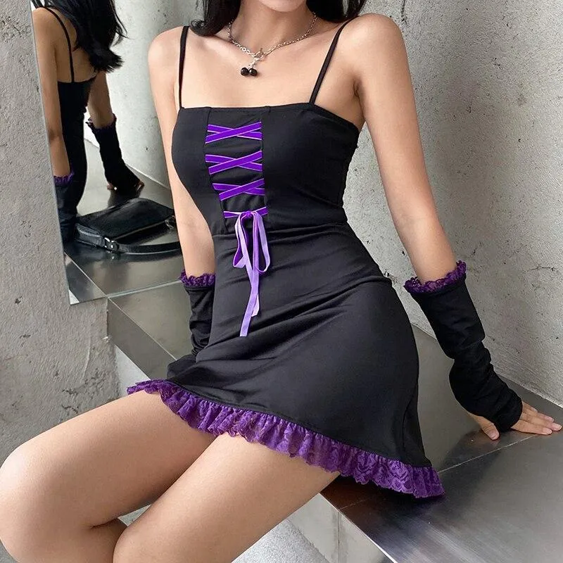 Purple Lace Mini Dress