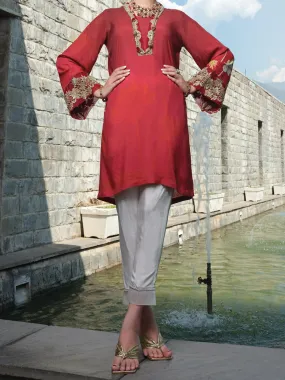 Red Silk Viscose Tunic - AWP-LK-293