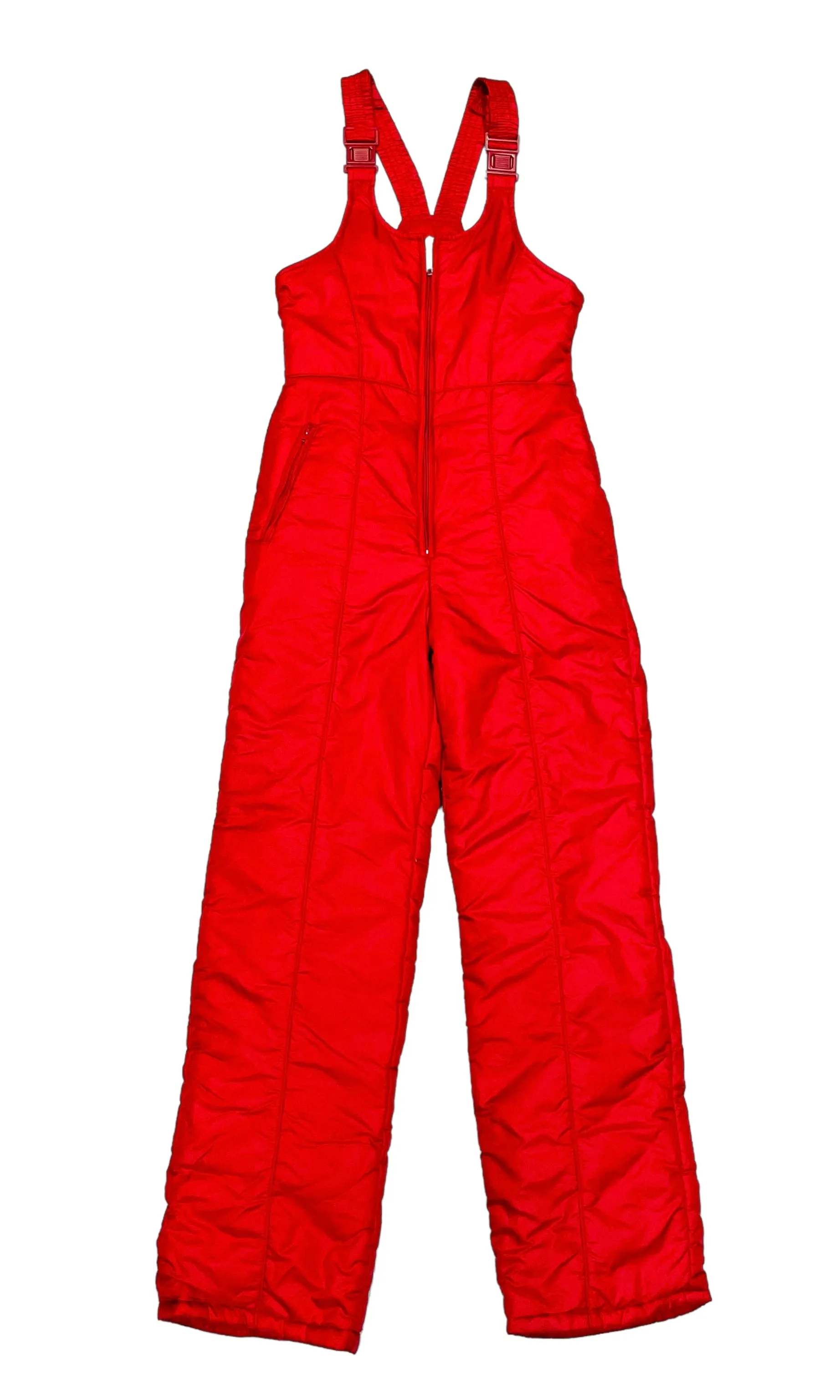 Retro Red High Waisted Ski Salopettes