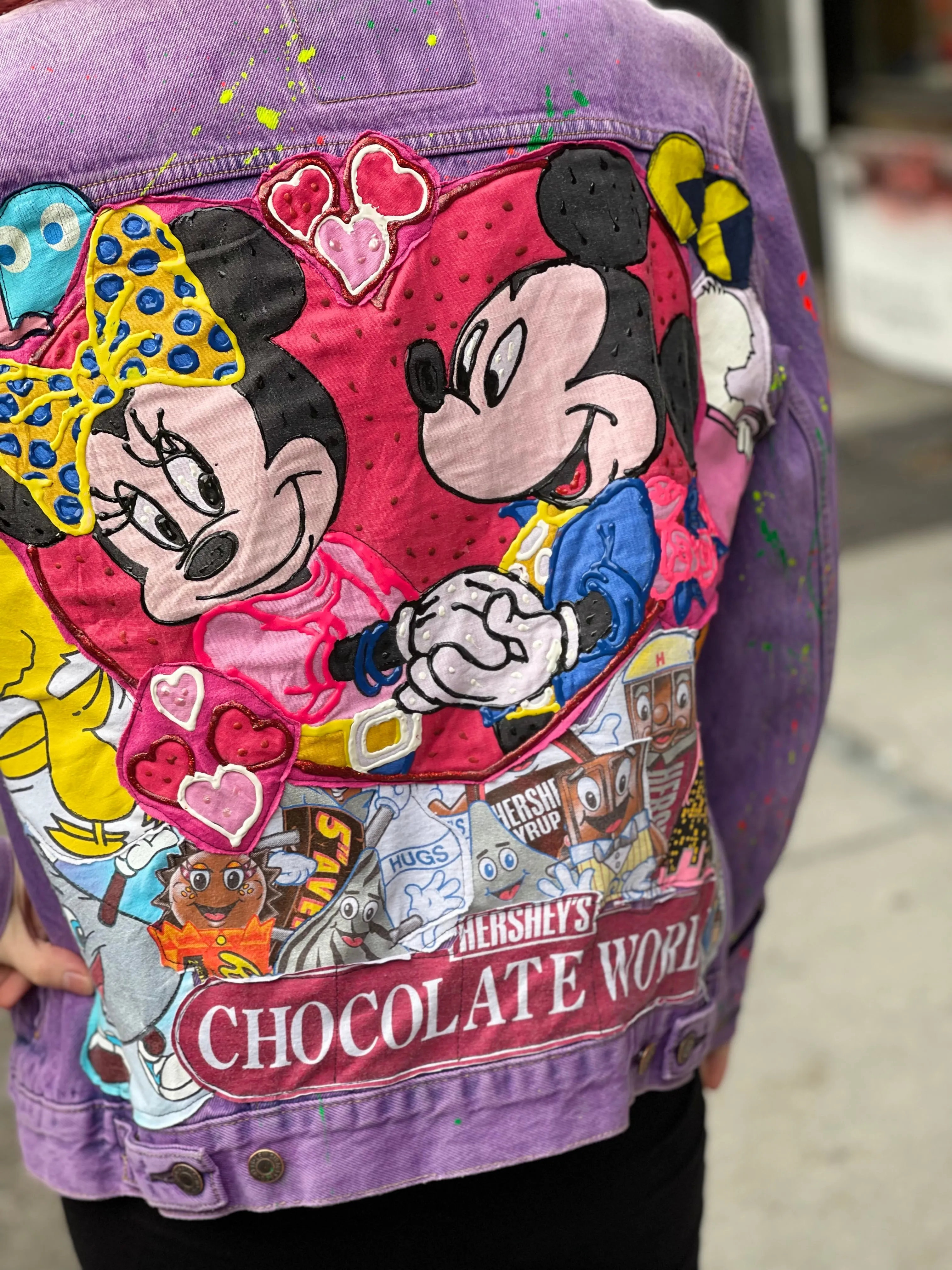 Reworked Patchwork Mickey & Minnie Purple Jean Jacket