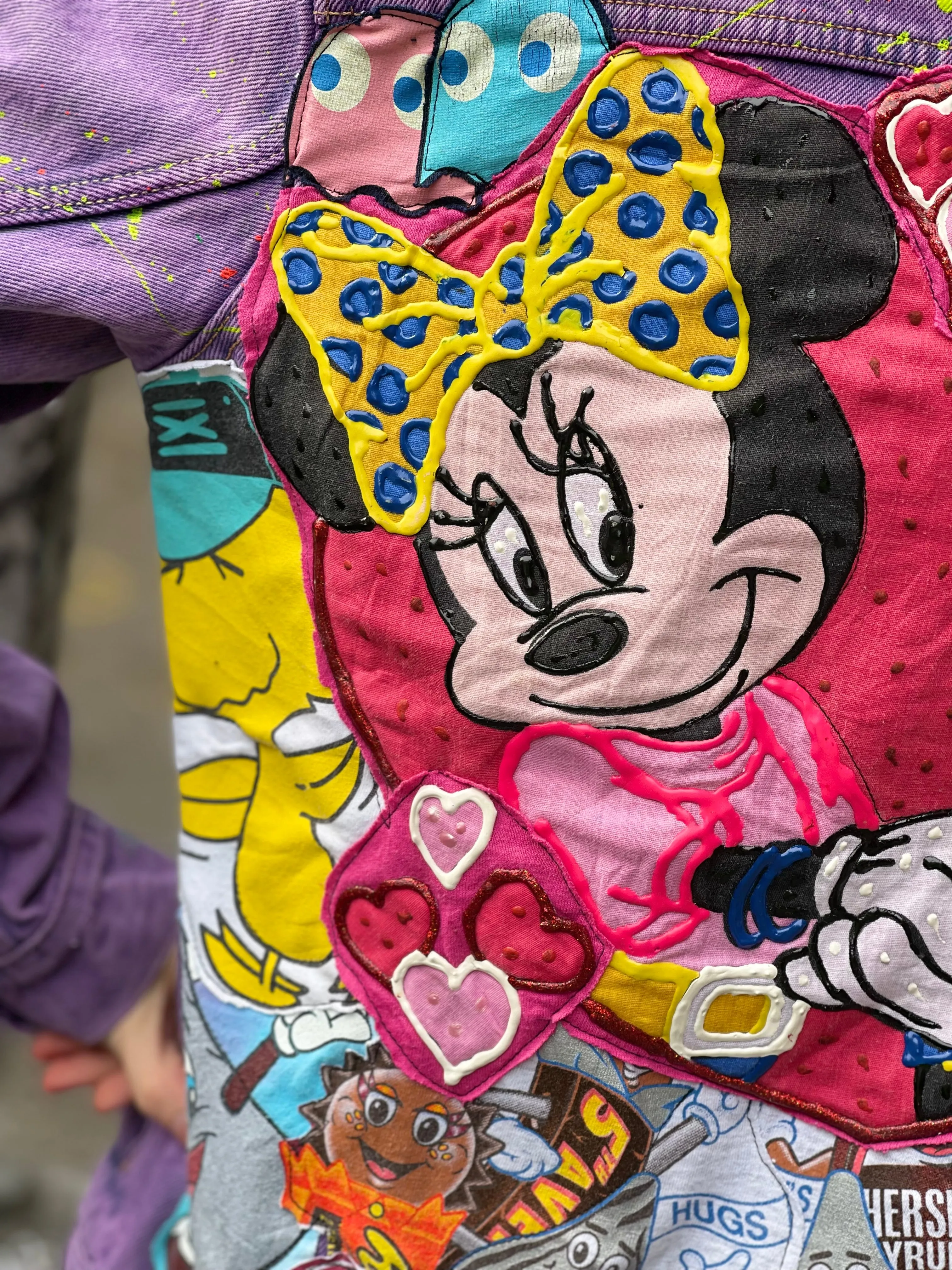 Reworked Patchwork Mickey & Minnie Purple Jean Jacket