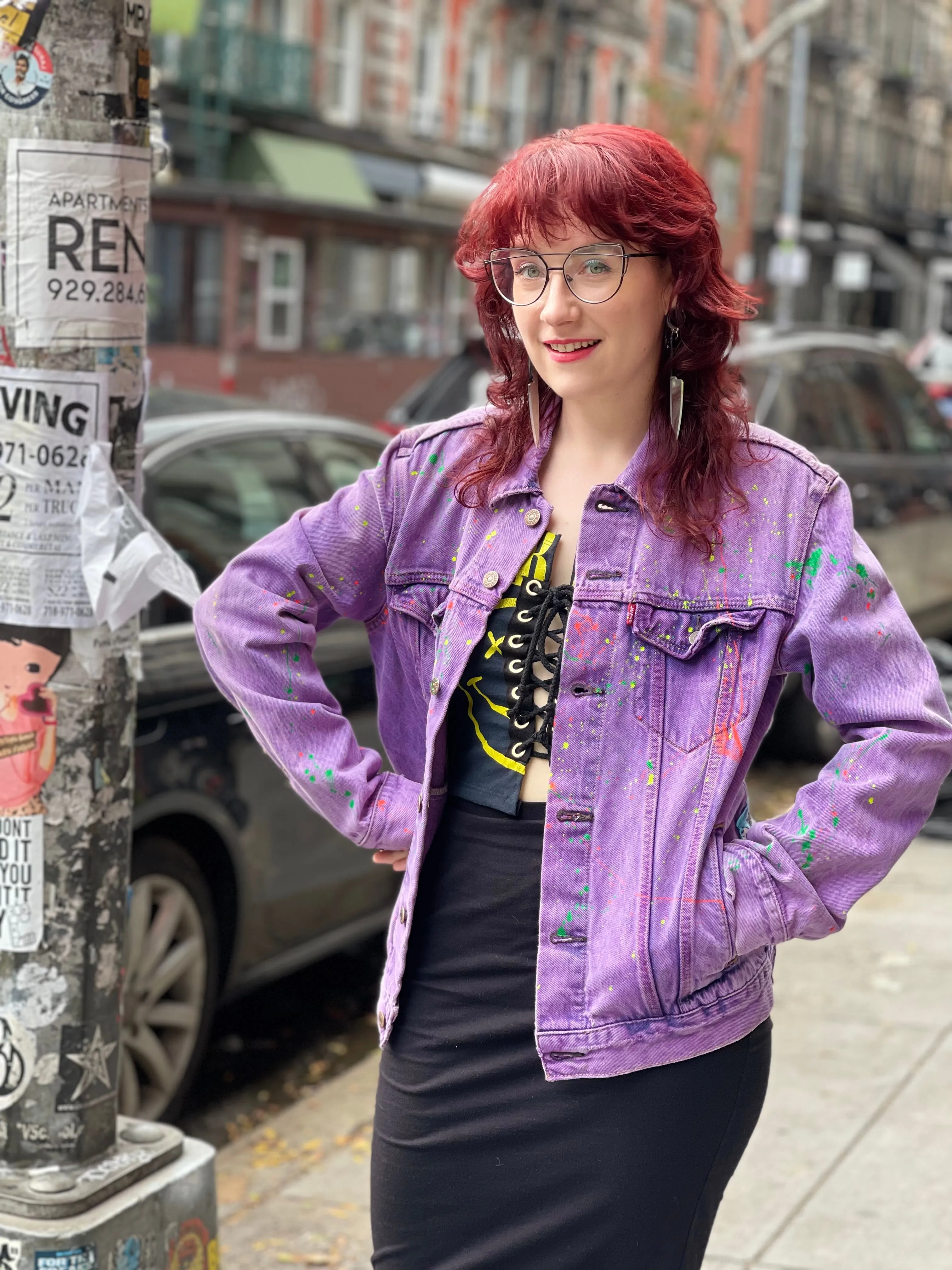 Reworked Patchwork Mickey & Minnie Purple Jean Jacket