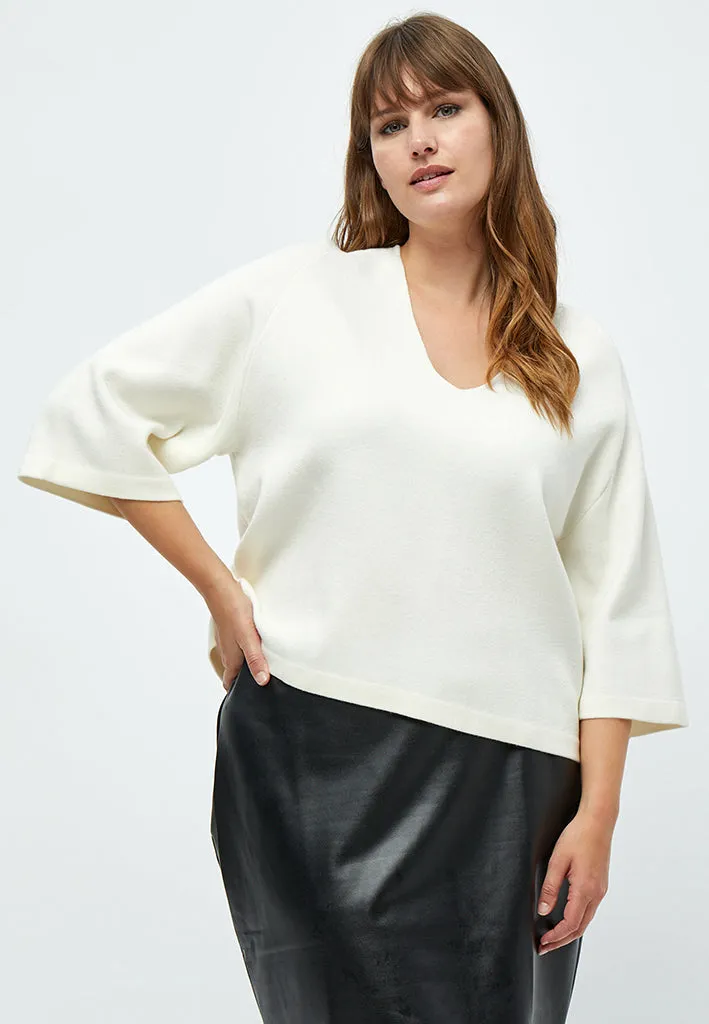 Rosalia Knit Pullover Curve - Cloud Dancer