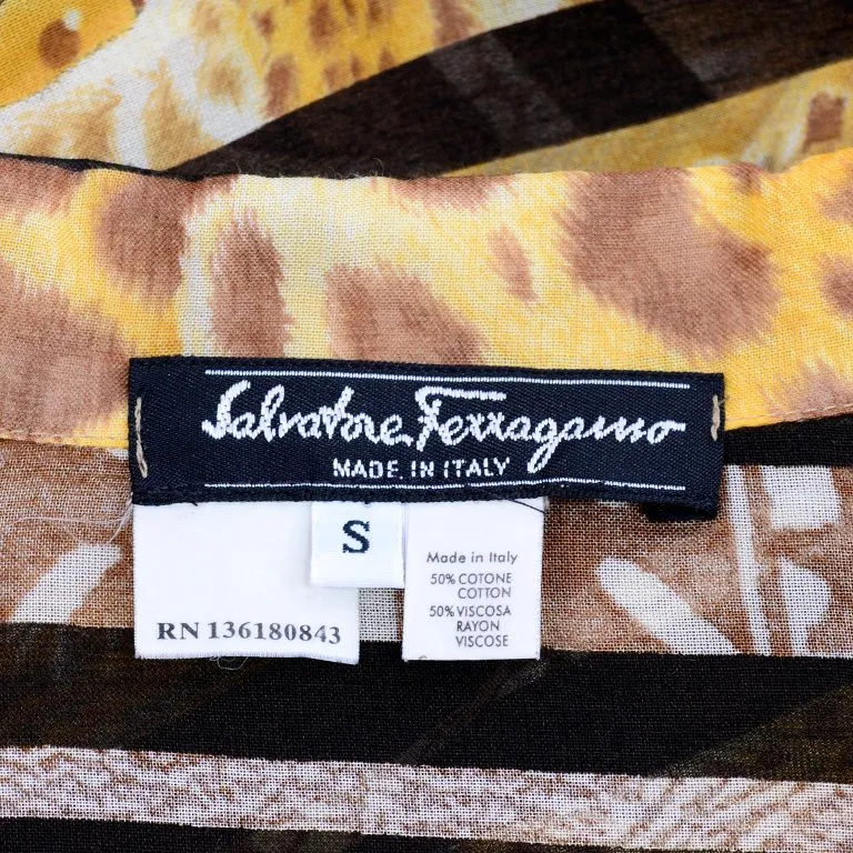 Salvatore Ferragamo Semi Sheer Vintage Animal Print Tunic Small