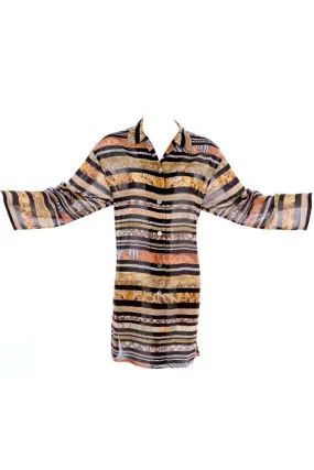 Salvatore Ferragamo Semi Sheer Vintage Animal Print Tunic Small