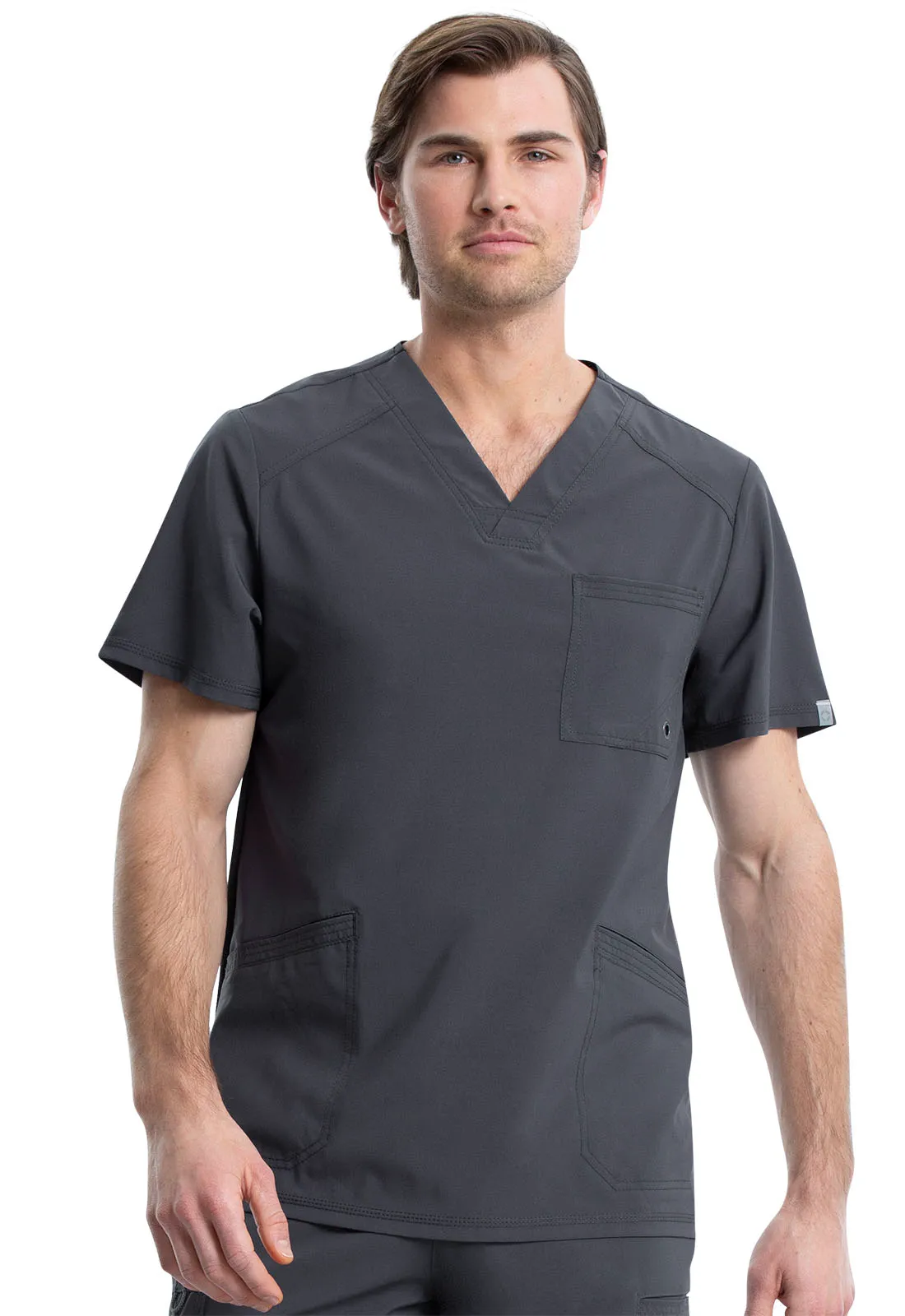 Scrub Top - Cherokee Infinity Men's V-Neck Top - Pewter, CK900A