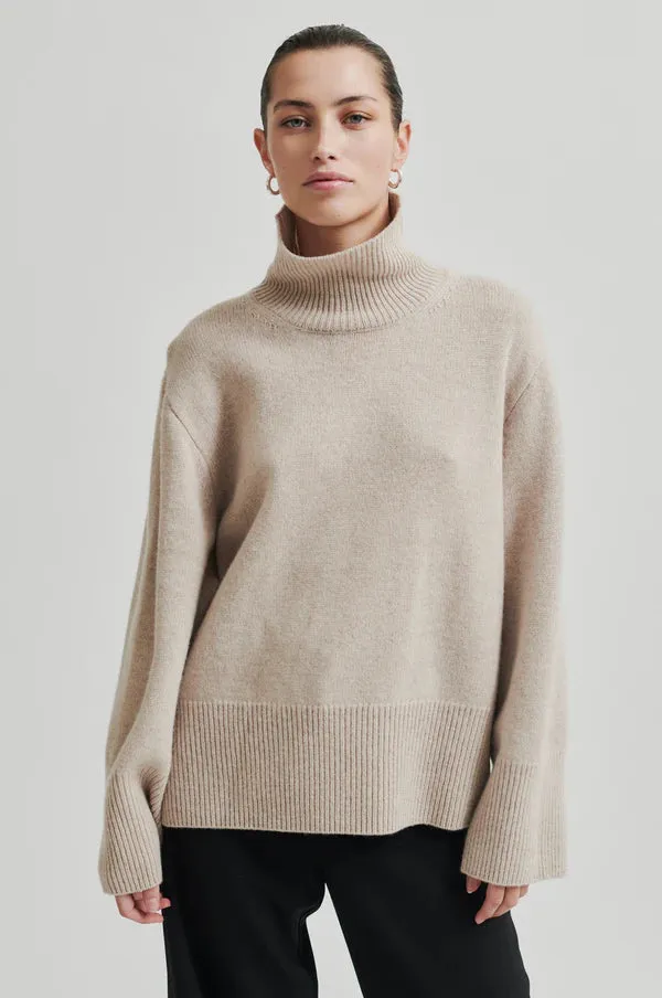 Second Female Alpha Knit T-neck - Pumice Stone