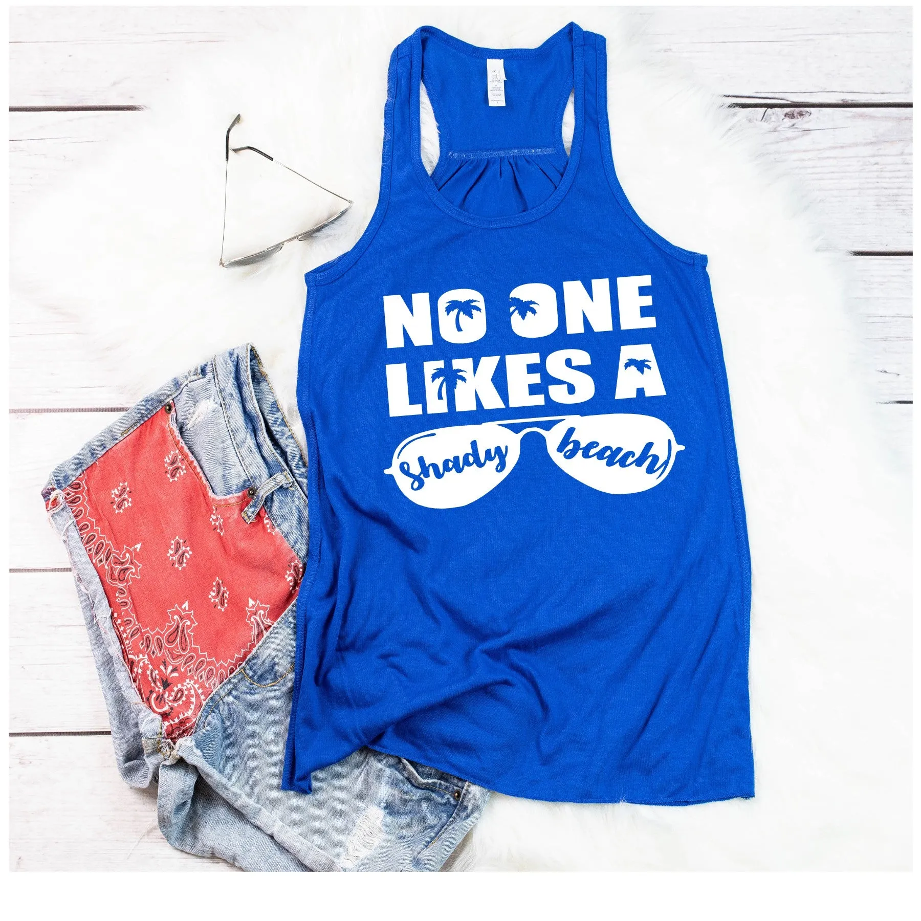 Shady Beach Flowy Racerback Tank (Available in several colors)