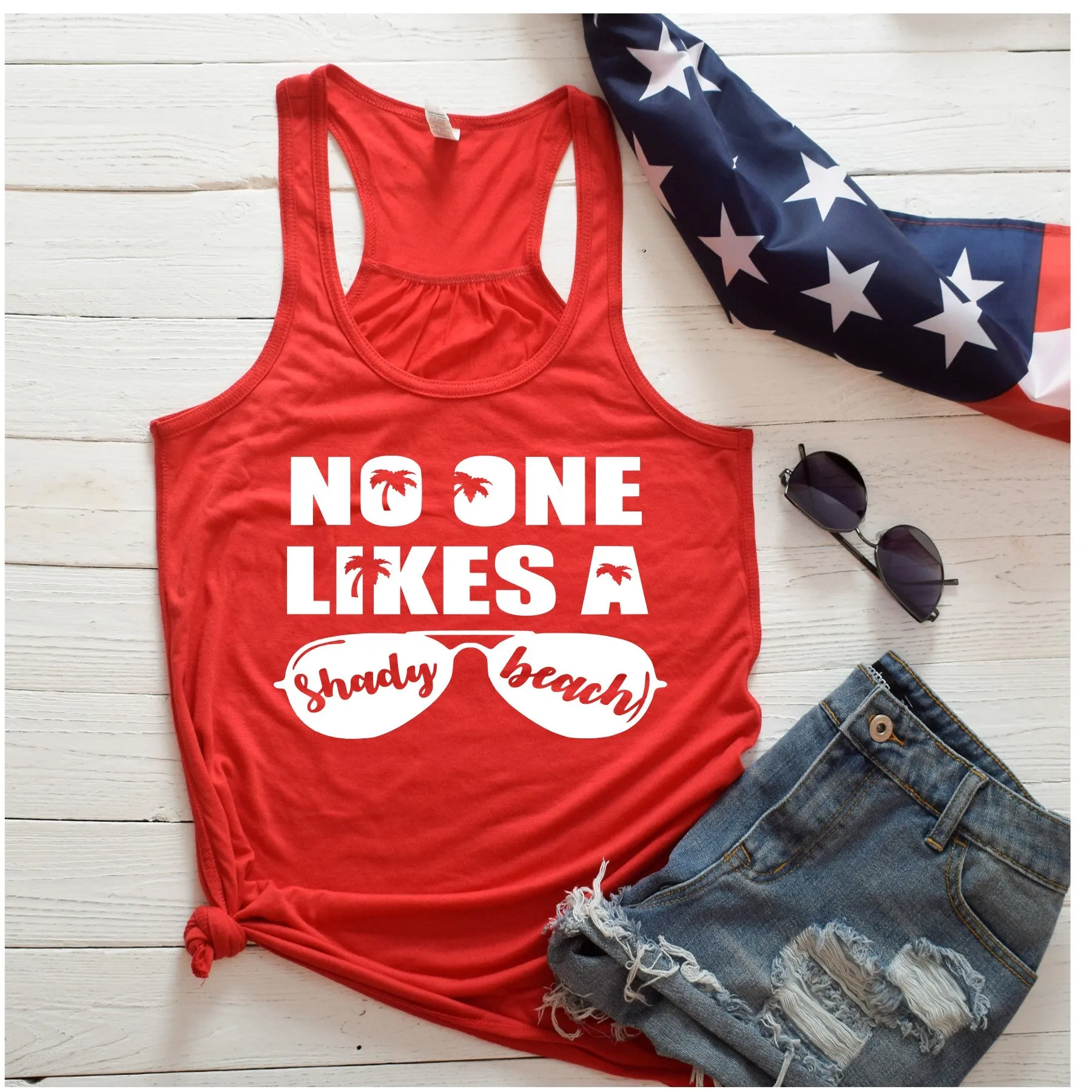 Shady Beach Flowy Racerback Tank (Available in several colors)