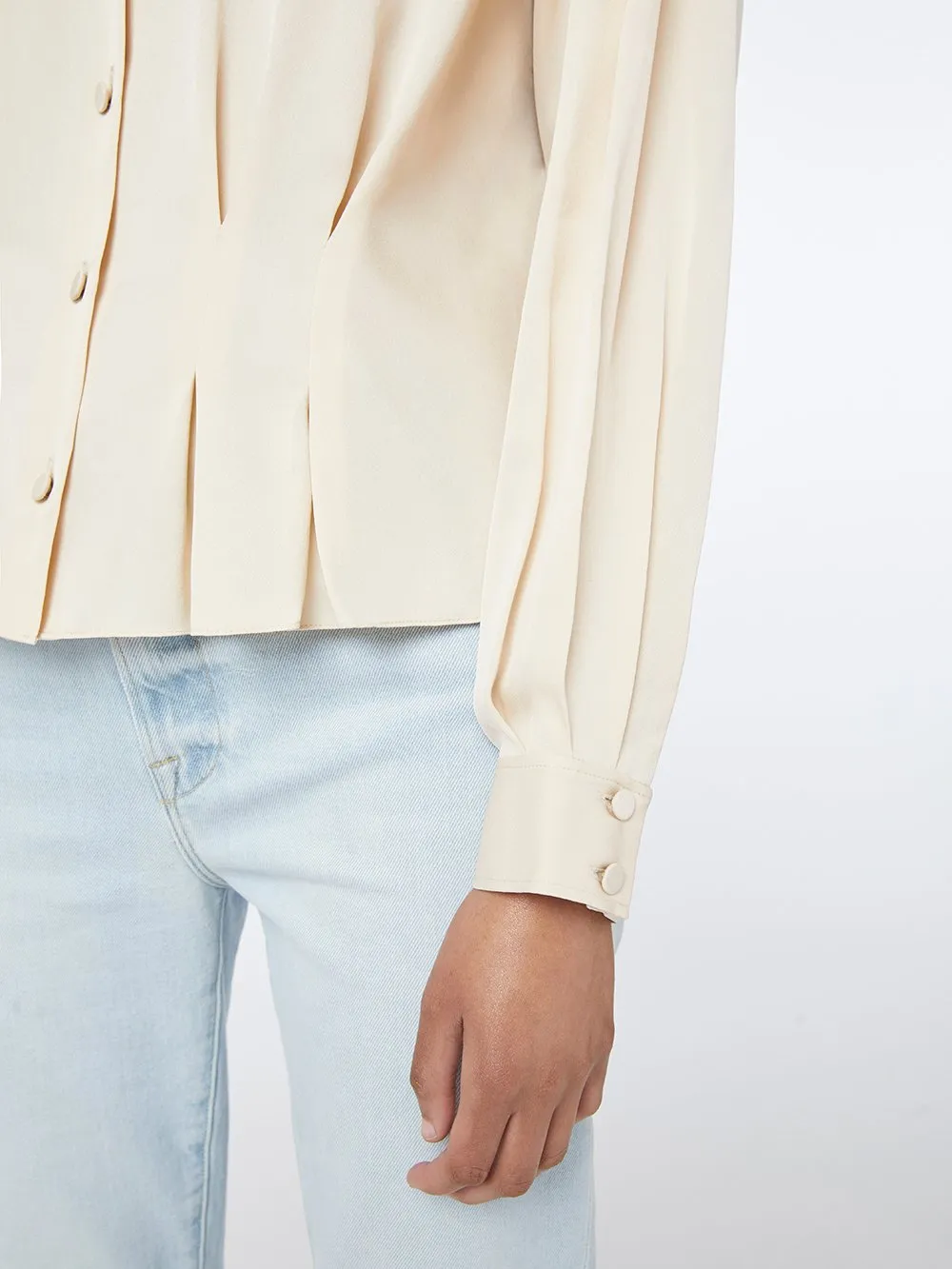 Silk Oversized Pintuck Top -- Parchment