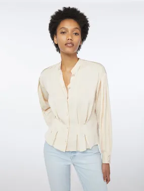 Silk Oversized Pintuck Top -- Parchment