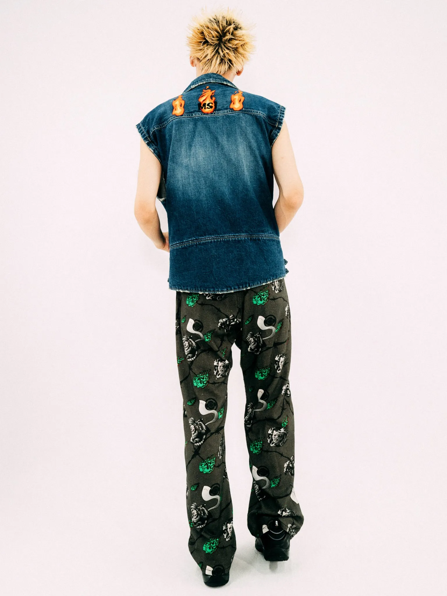 SLEEVELESS DENIM RIDERS JACKET INDIGO