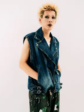 SLEEVELESS DENIM RIDERS JACKET INDIGO