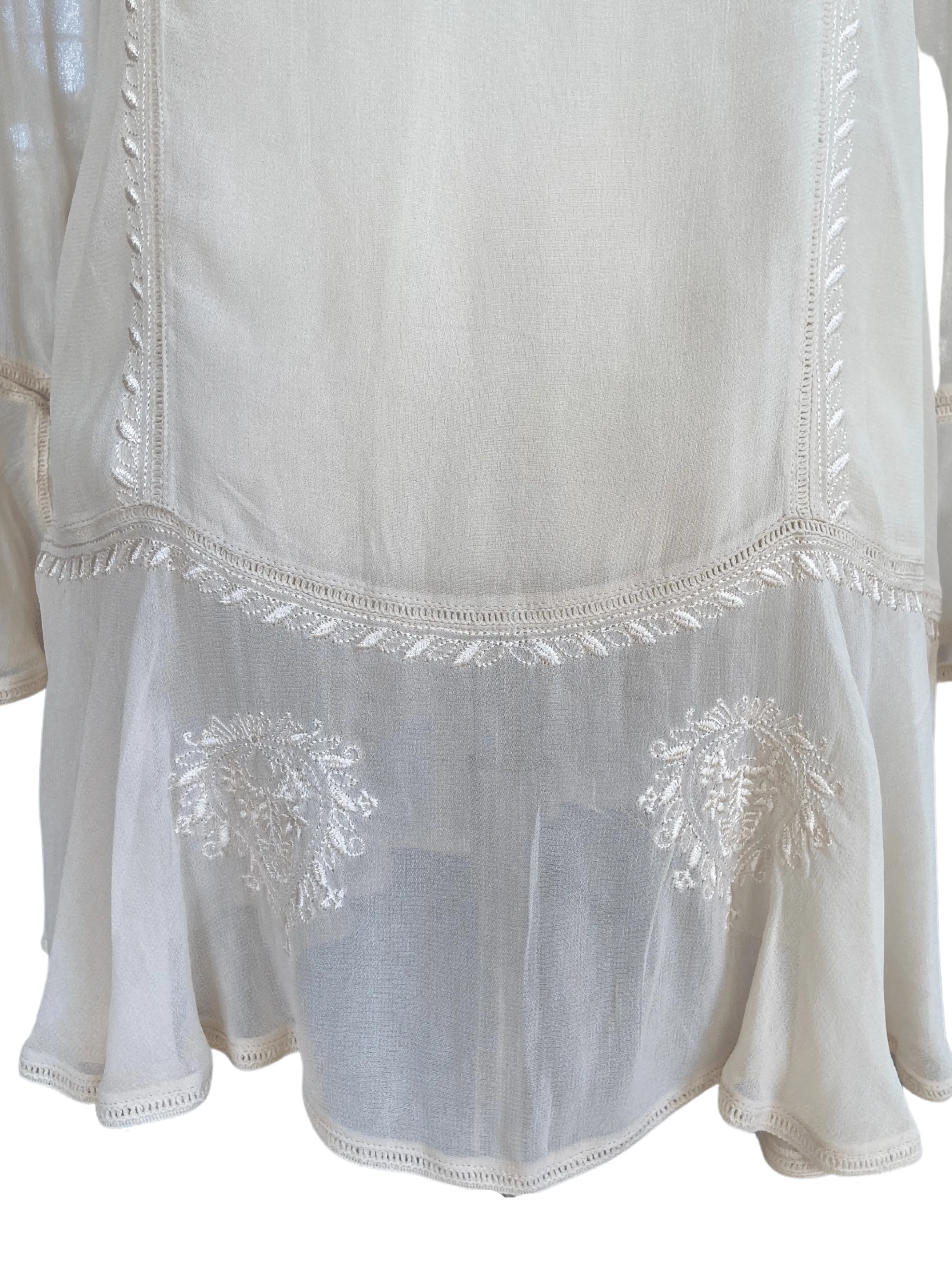 Soft Autumn Lace Embroidered Trim Tunic