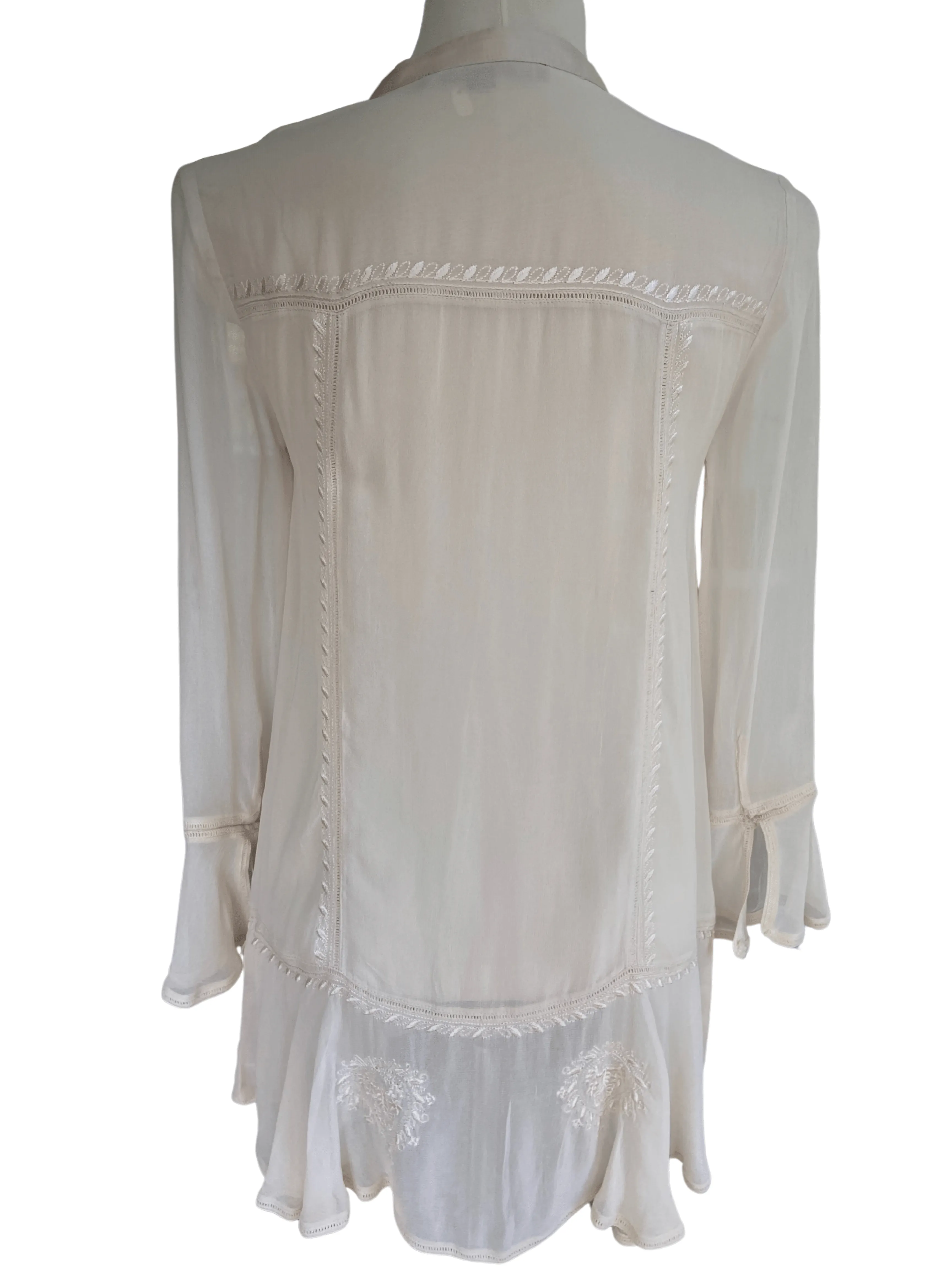 Soft Autumn Lace Embroidered Trim Tunic