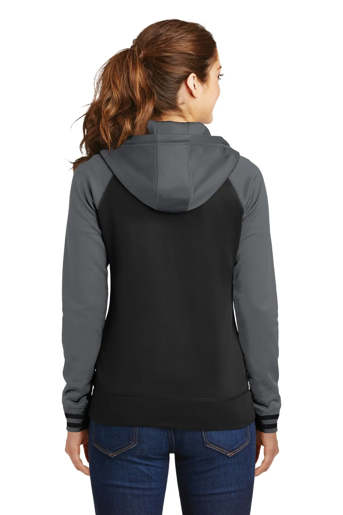 Sport-Tek® Ladies Sport-Wick® Varsity Fleece Full-Zip Hooded Jacket. LST236