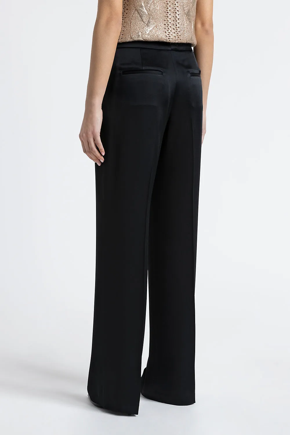 Straight satin trousers