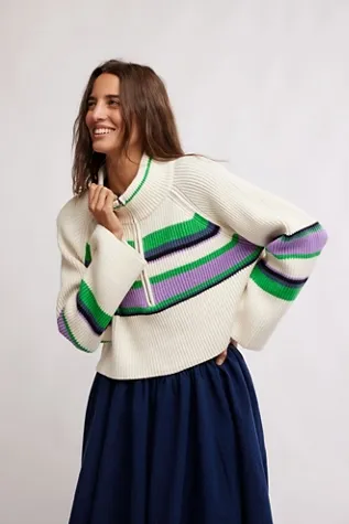 Striped Greta Pullover Ivory